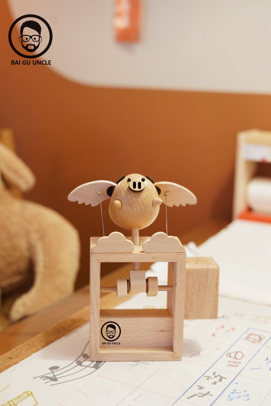 BAI GU UNCLE Wood Rustic Ornaments for Christmas Tree- Natural Wood Nativity Scene Decorations for Xmas, Holiday & Party