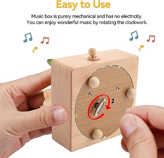 BAI GU UNCLE Woden Music Box with Moving Small Train, Wood Musicil Box Birthday Home Decoration for Kids Boys Girls
