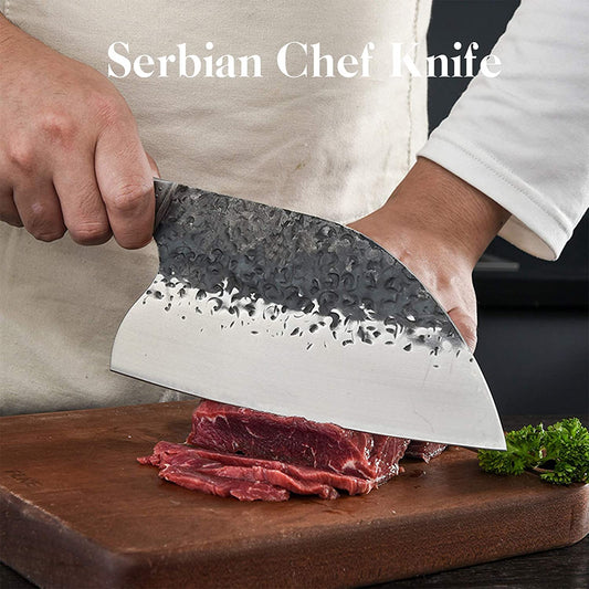 High Carbon Steel Serbian Chefs Knife