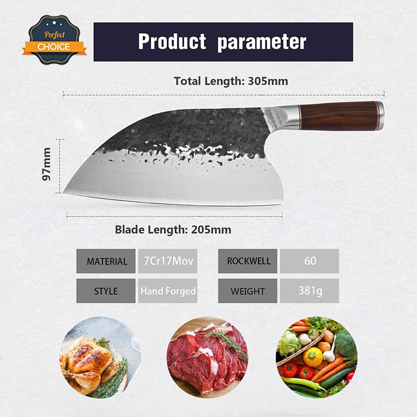 High Carbon Steel Serbian Chefs Knife