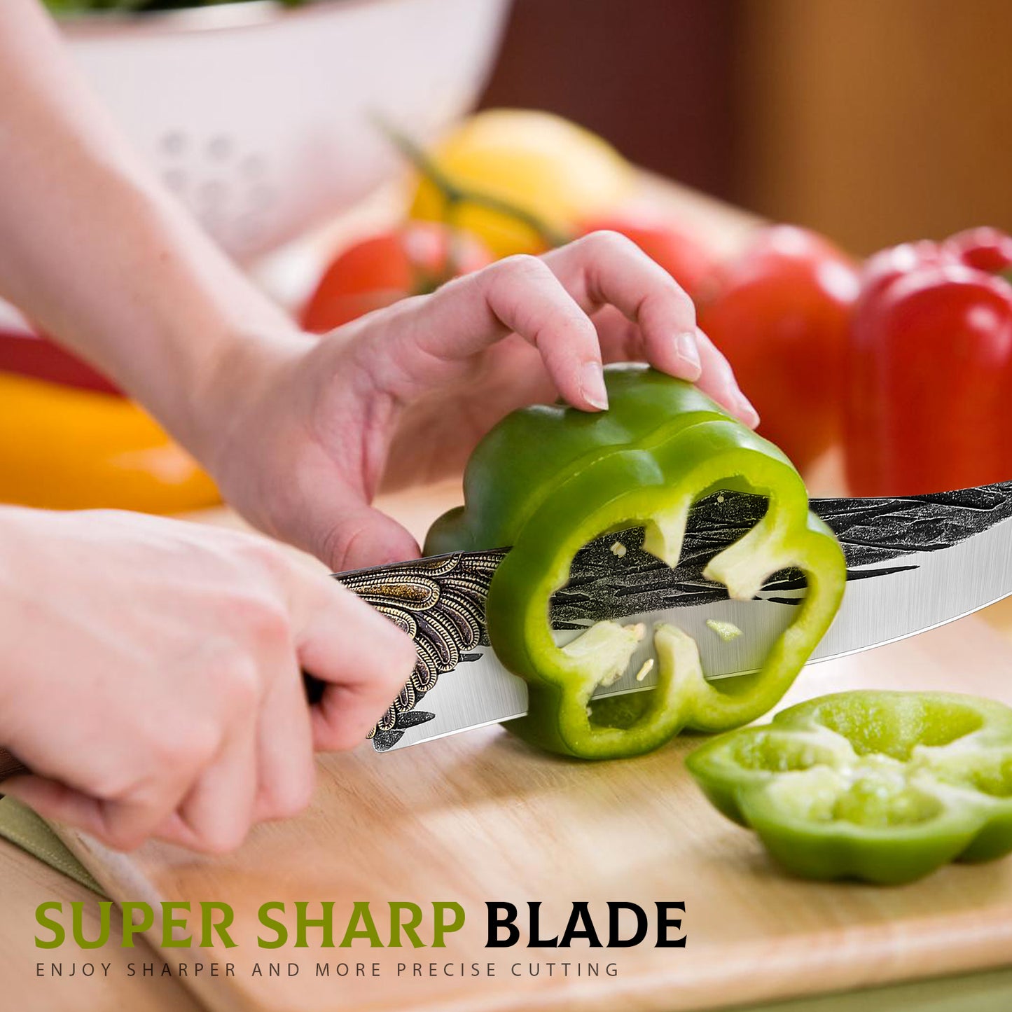 Phoenix Japanese Chef Knife, 7.8" Cleaver Knife for Meat, Vegetables, Fruits