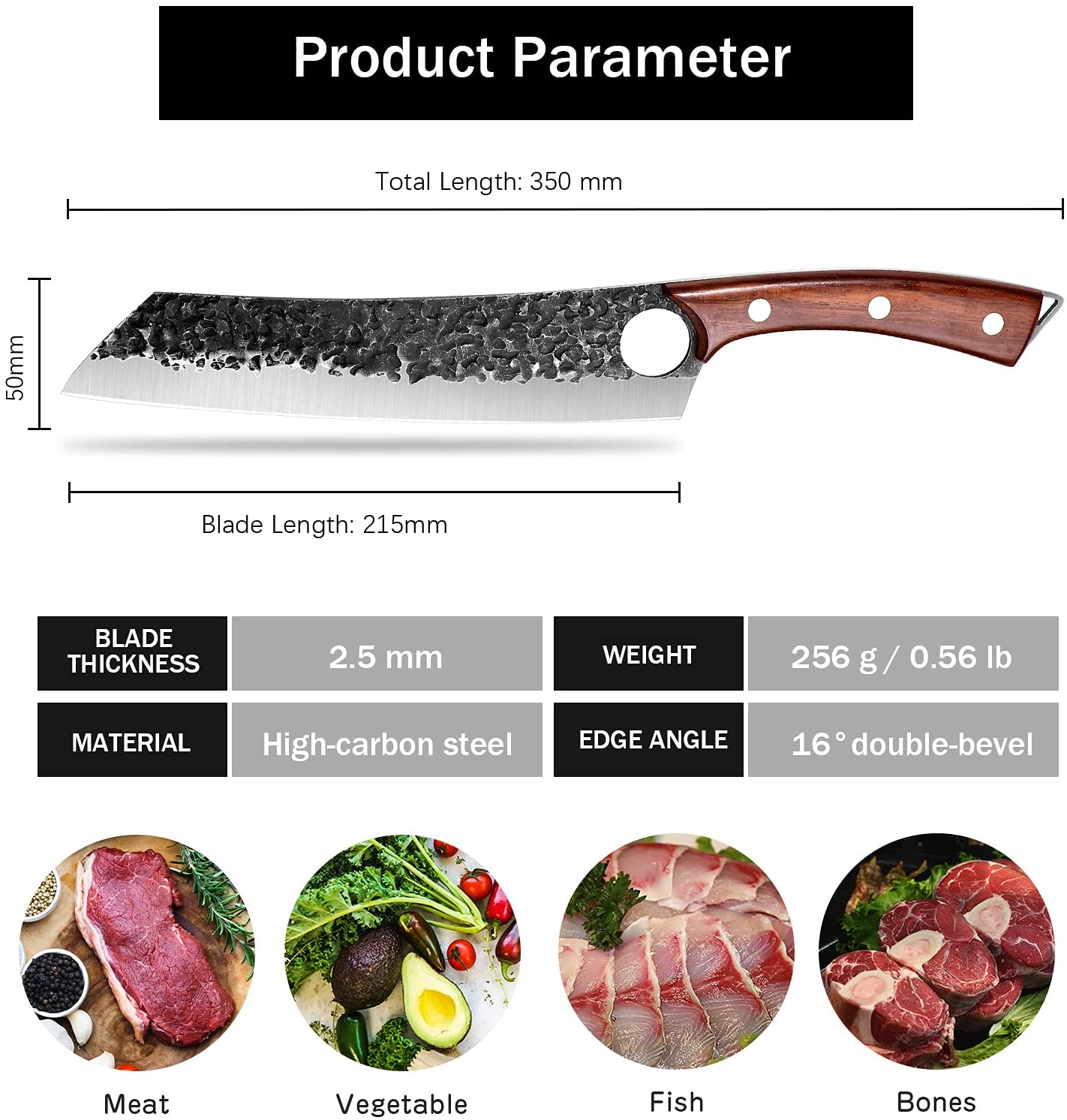 8.5 Inch Japanese Cleaver Knife for cutting meat, vegetable, fruits