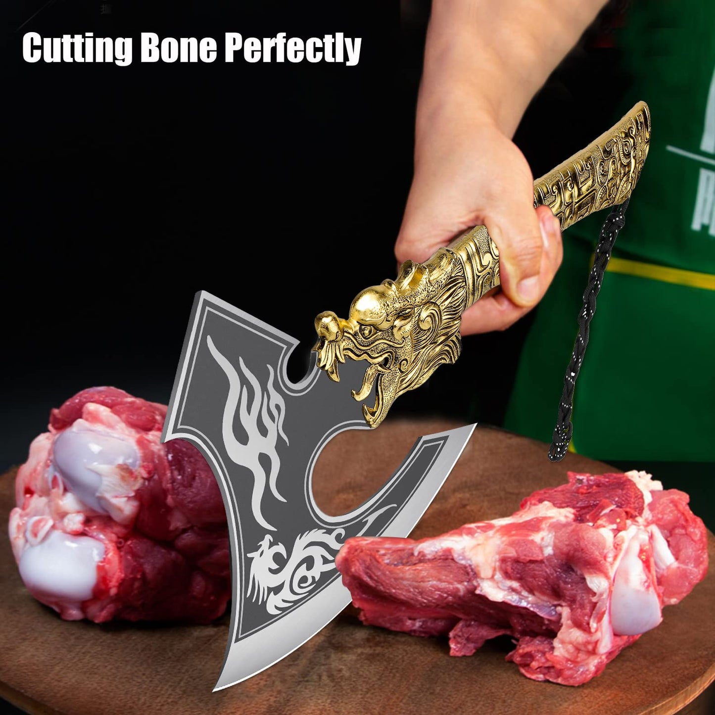 Heavy Duty Hatchet Axe with Carved Dragon Handle