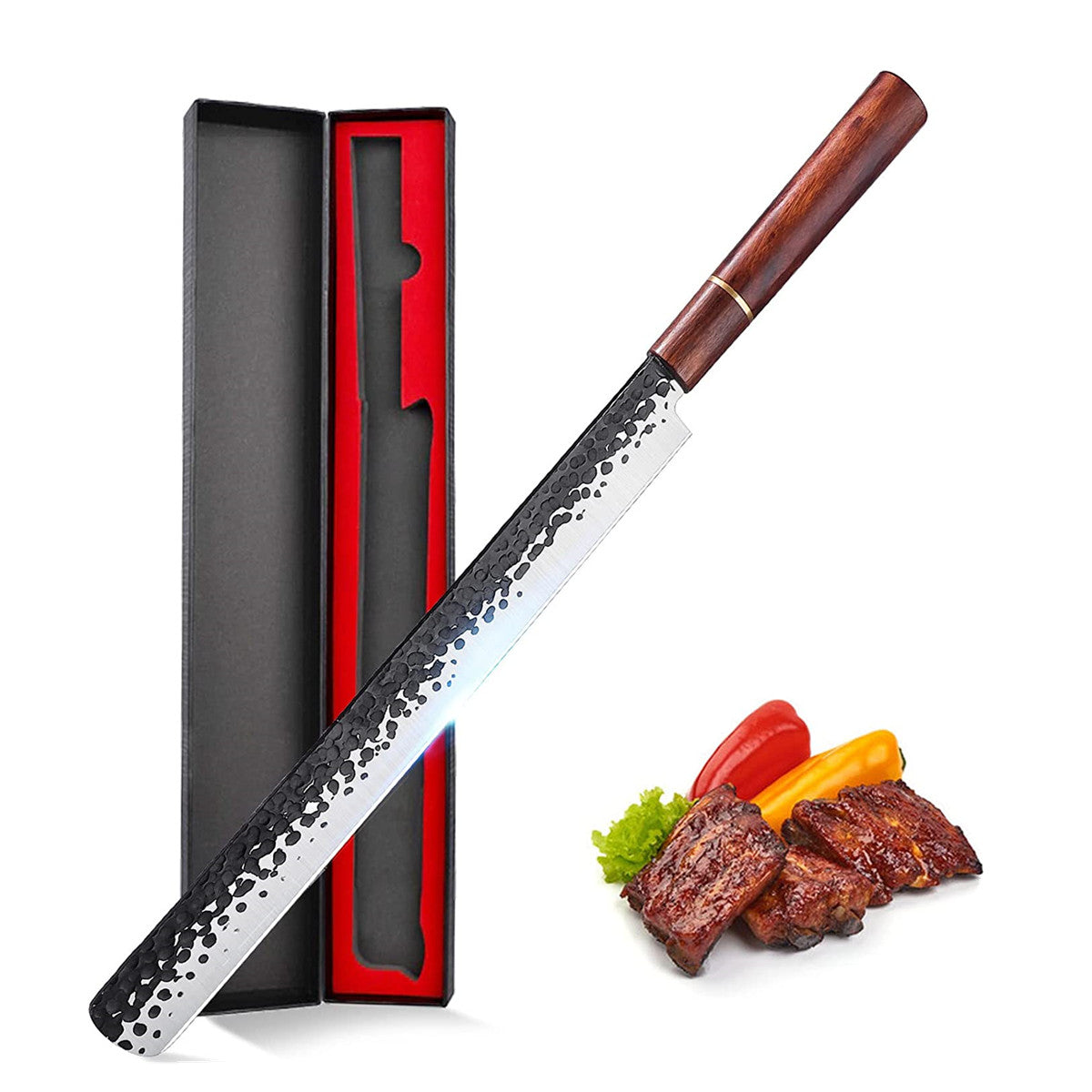Slicing & Carving Knife–11" Brisket Knife Forged in Fire–High Carbon German Steel Meat Knife