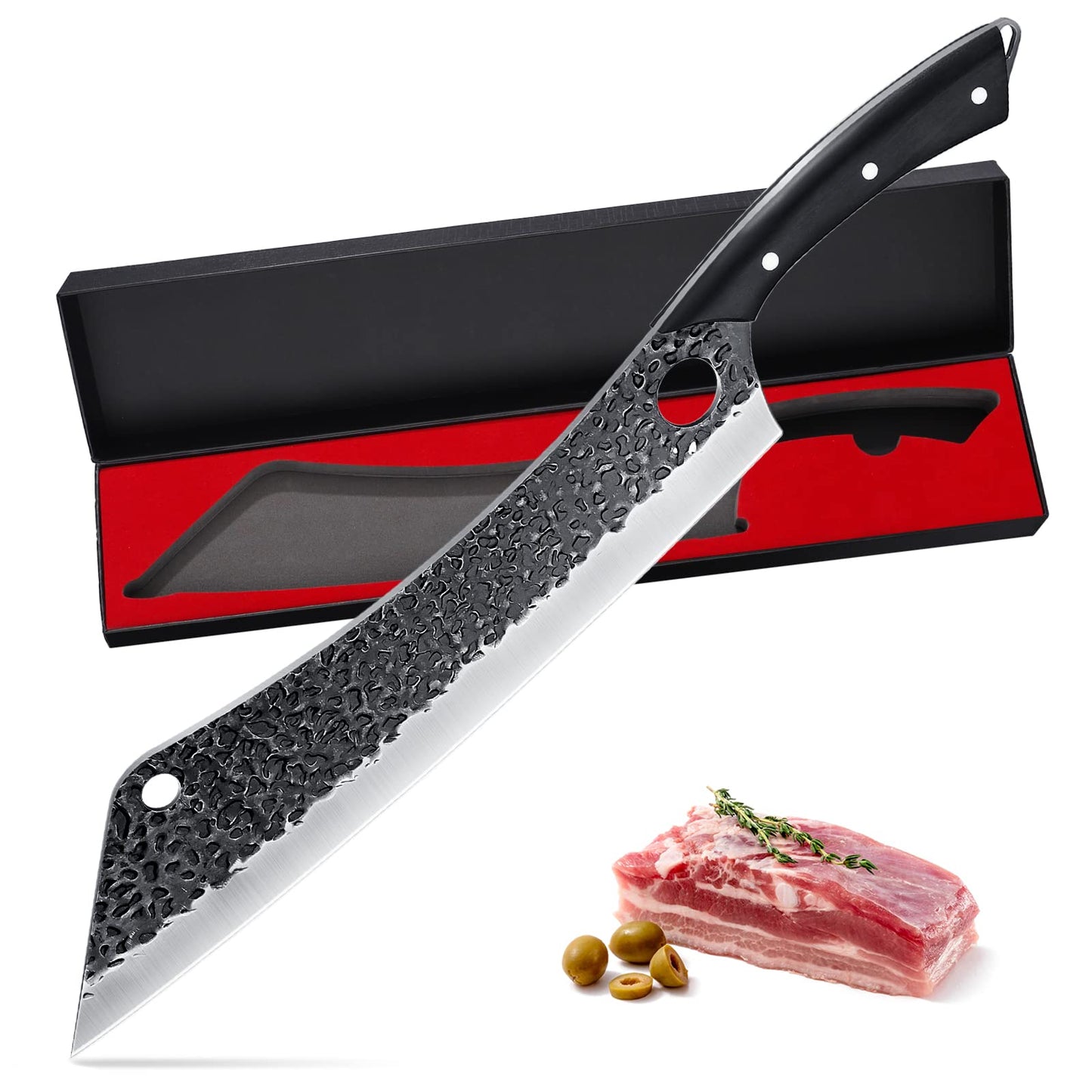 12 Inch Hand Forged Brisket Knife High Carbon Steel Meat Roasts Slicer Long Kitchen Knives