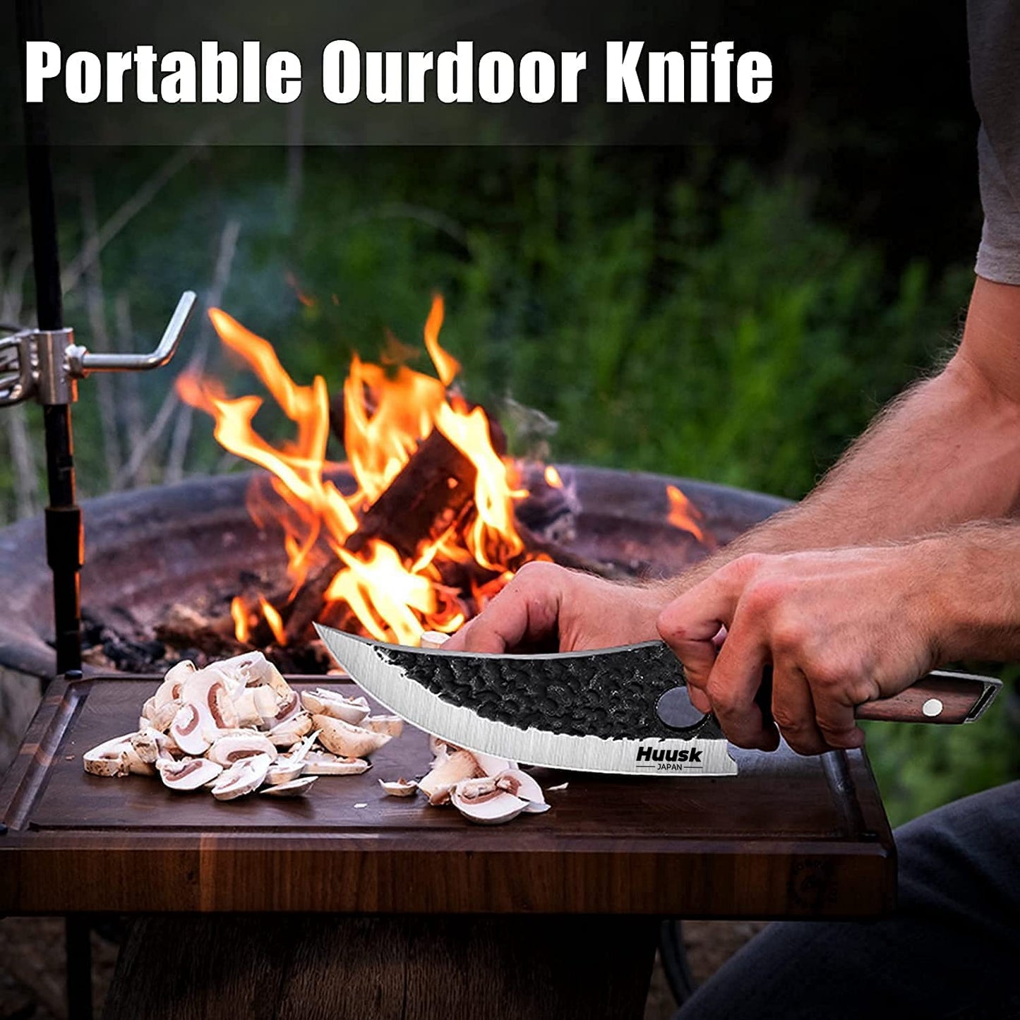 Huusk Kitchen Knife - Perfect for Cutting and Shredding Designed for Balance and Control in Modern Style with Traditional Stimulation, Japanese Kitchen Knife for Home, Camping, BBQ