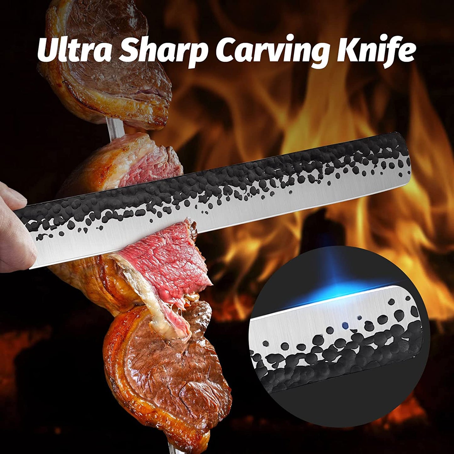 Slicing & Carving Knife–11" Brisket Knife Forged in Fire–High Carbon German Steel Meat Knife