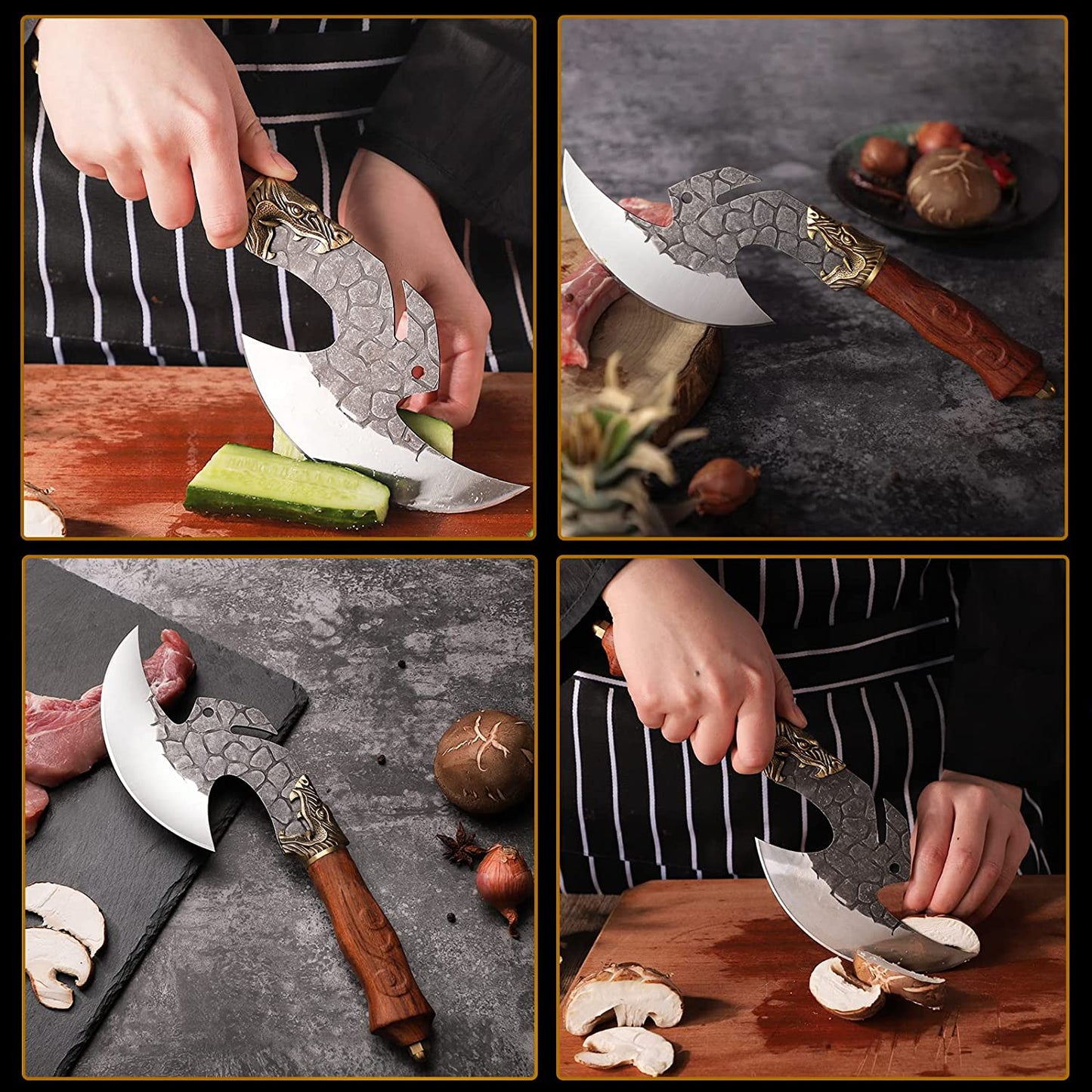 Sharp Meat Cleaver Axe Hand Forged Butcher Boning Knife for Meat Cutting High Carbon Steel