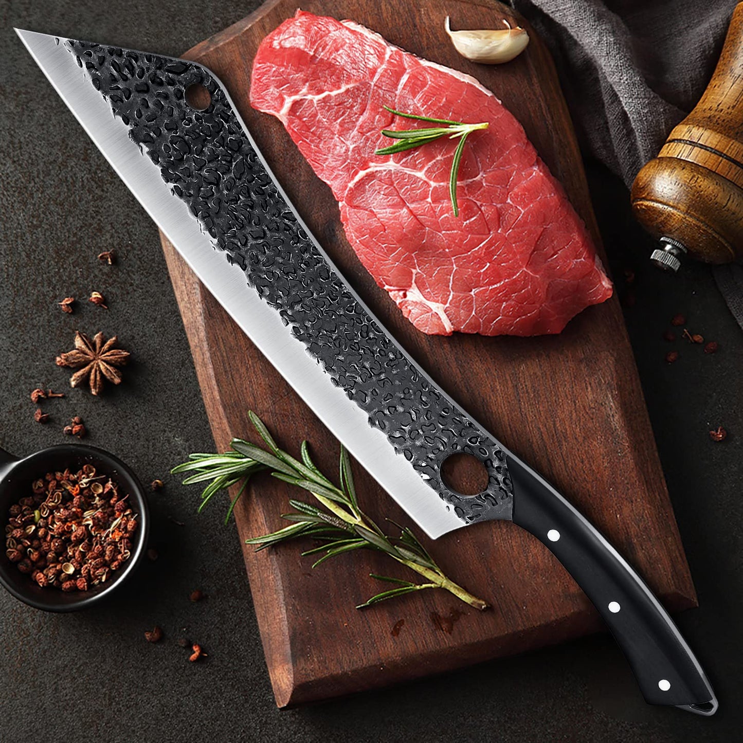 12 Inch Hand Forged Brisket Knife High Carbon Steel Meat Roasts Slicer Long Kitchen Knives