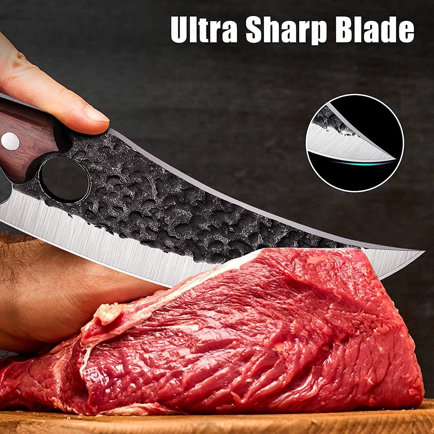 Huusk Kitchen Knife - Perfect for Cutting and Shredding Designed for Balance and Control in Modern Style with Traditional Stimulation, Japanese Kitchen Knife for Home, Camping, BBQ