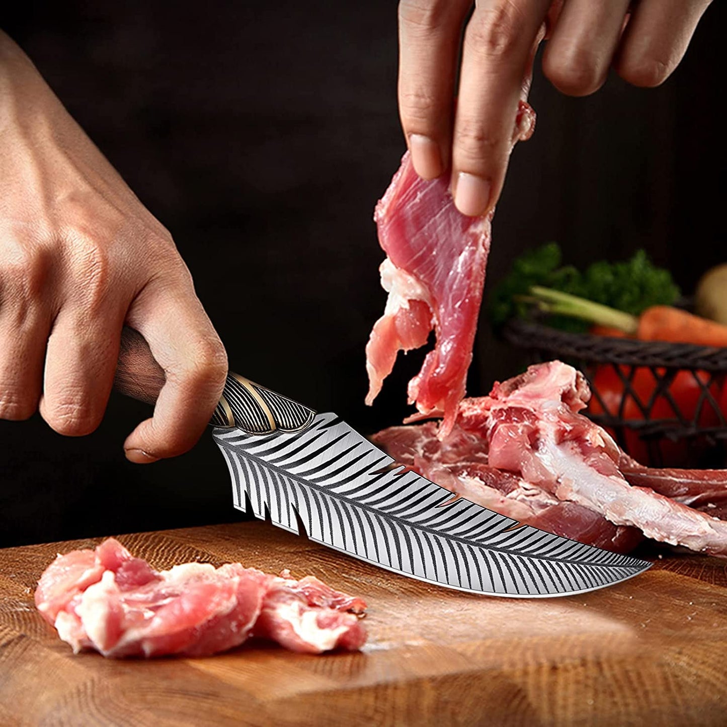 TIVOLI 6 inch Hand Forged Feather Knife - Curved Blade