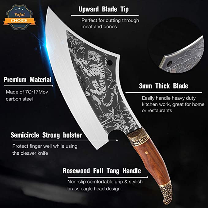 Stainless Steel Tiger Cleaver with Sheath