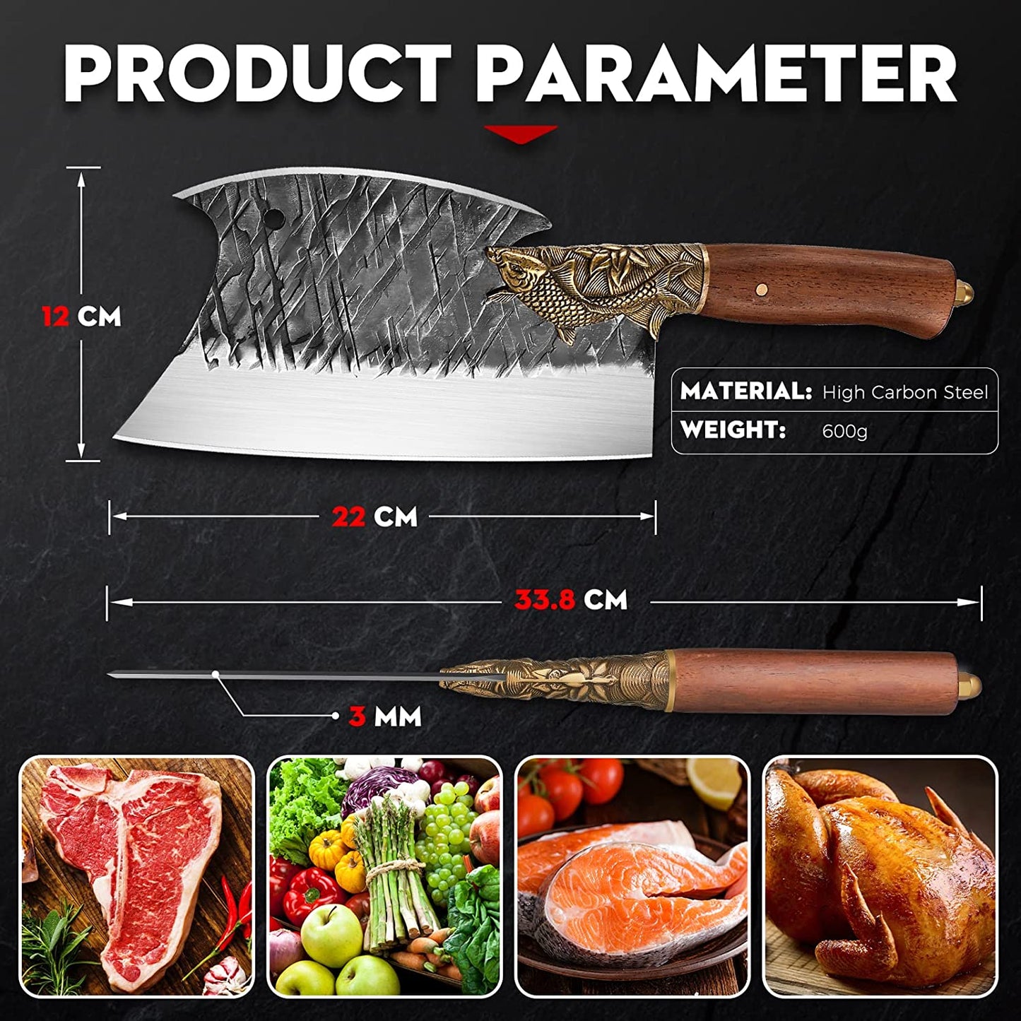 Double Blades Bone Cutting Cleaver