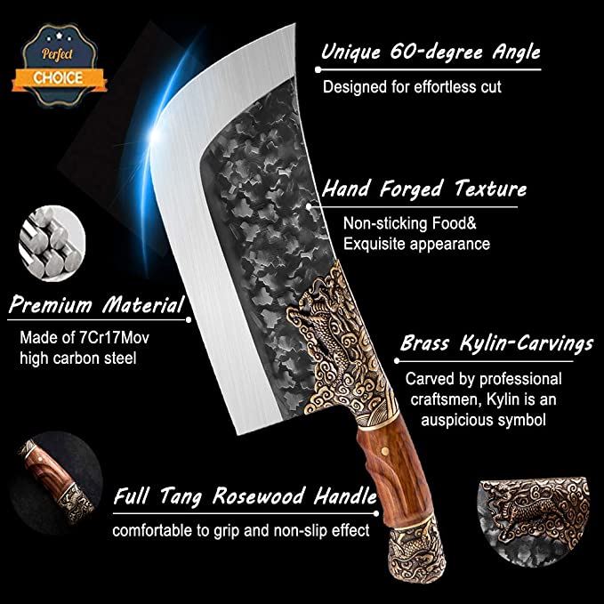 Hand Forged Cleaver with Sheath