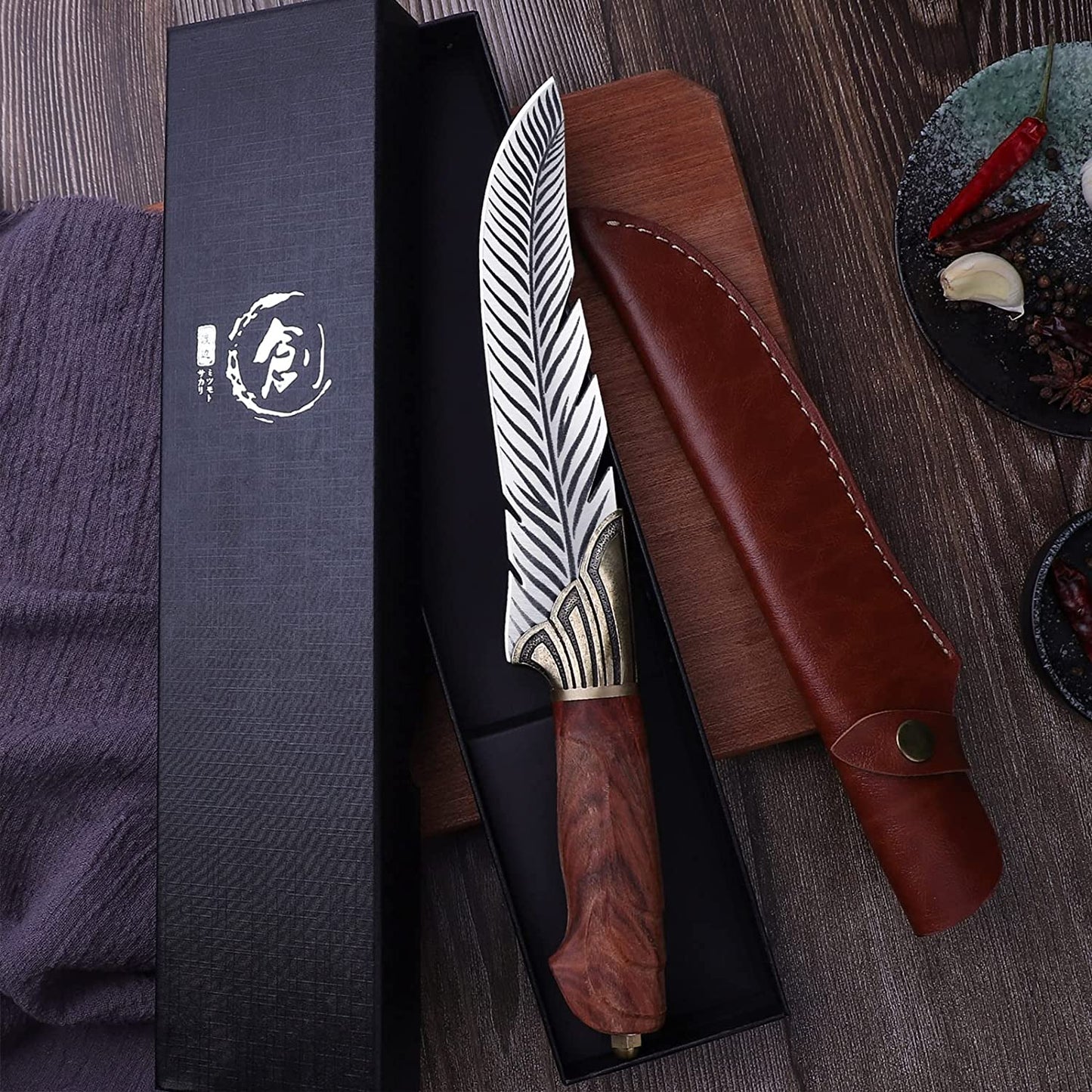 Hand Forged Feather Knife - Long Blade