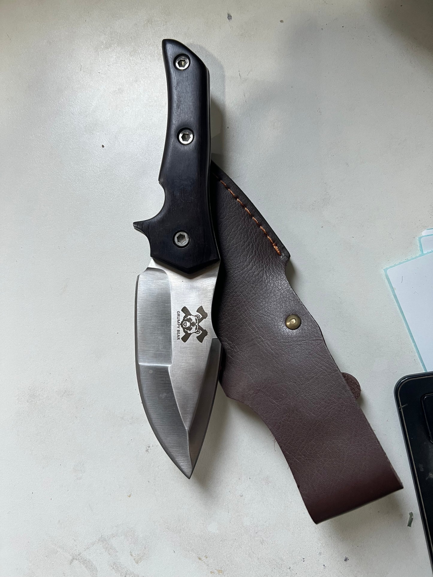 GRUMPY BEAR High Carbon Steel Hunting Knives for Camping, BBQ