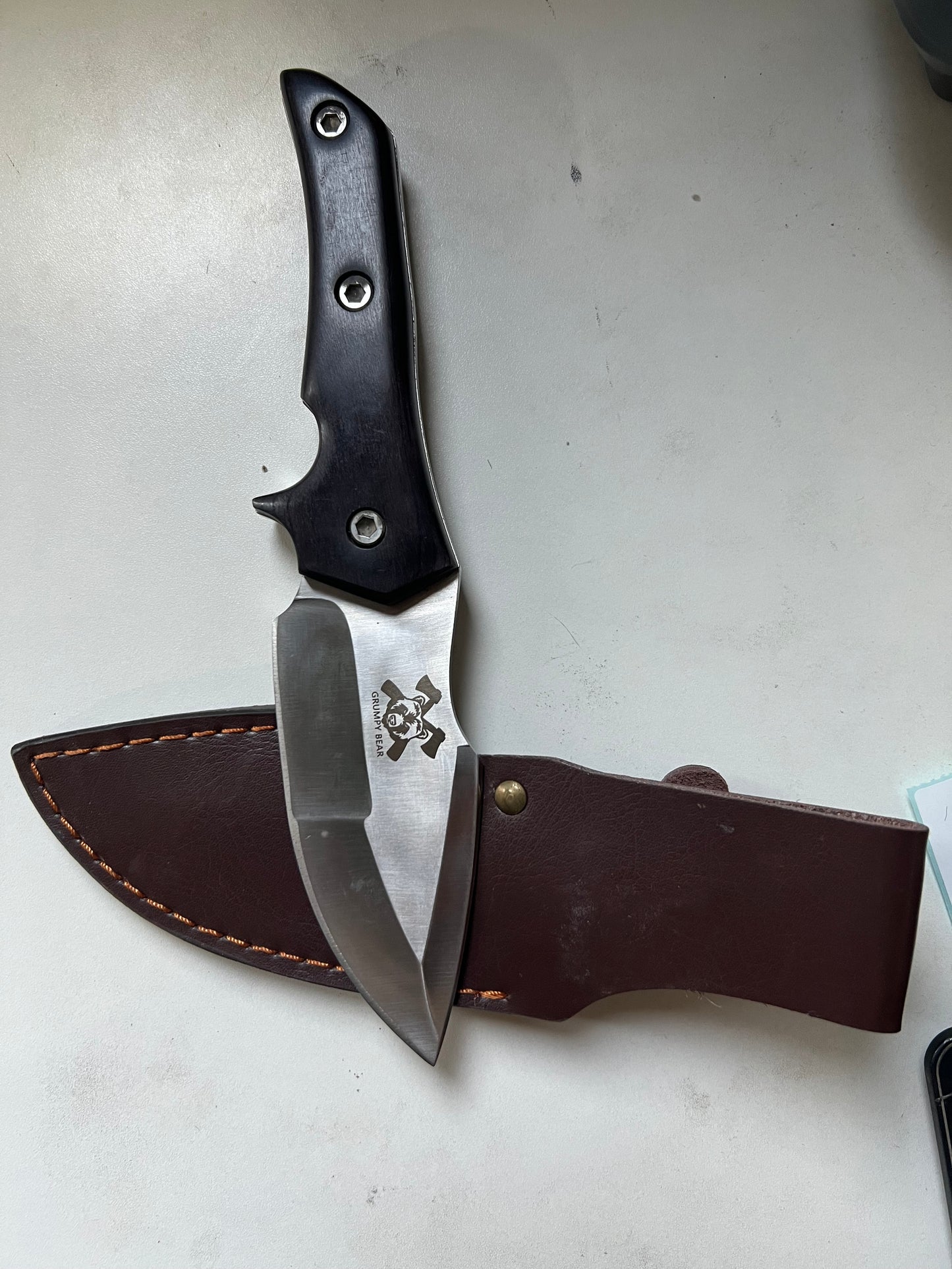 GRUMPY BEAR High Carbon Steel Hunting Knives for Camping, BBQ