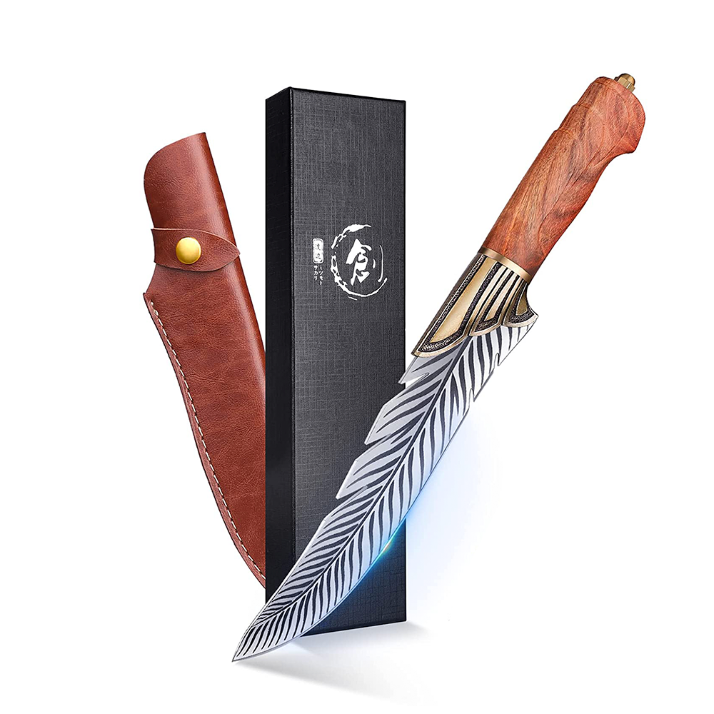 Hand Forged Feather Knife - Long Blade