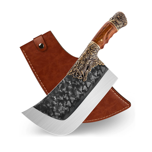 Hand Forged Cleaver with Sheath