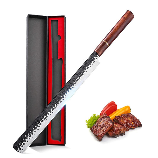 Slicing & Carving Knife–11" Brisket Knife Forged in Fire–High Carbon German Steel Meat Knife