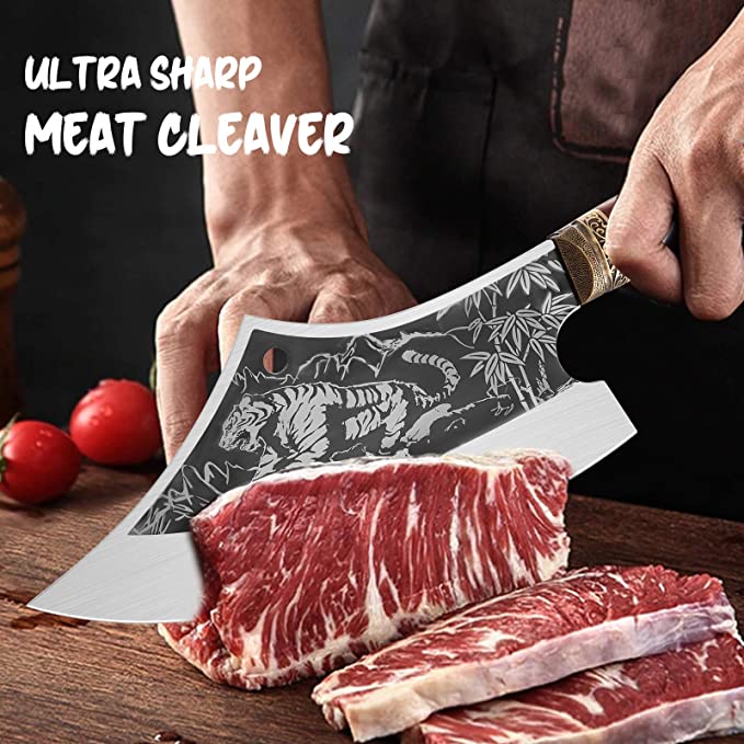 Stainless Steel Tiger Cleaver with Sheath