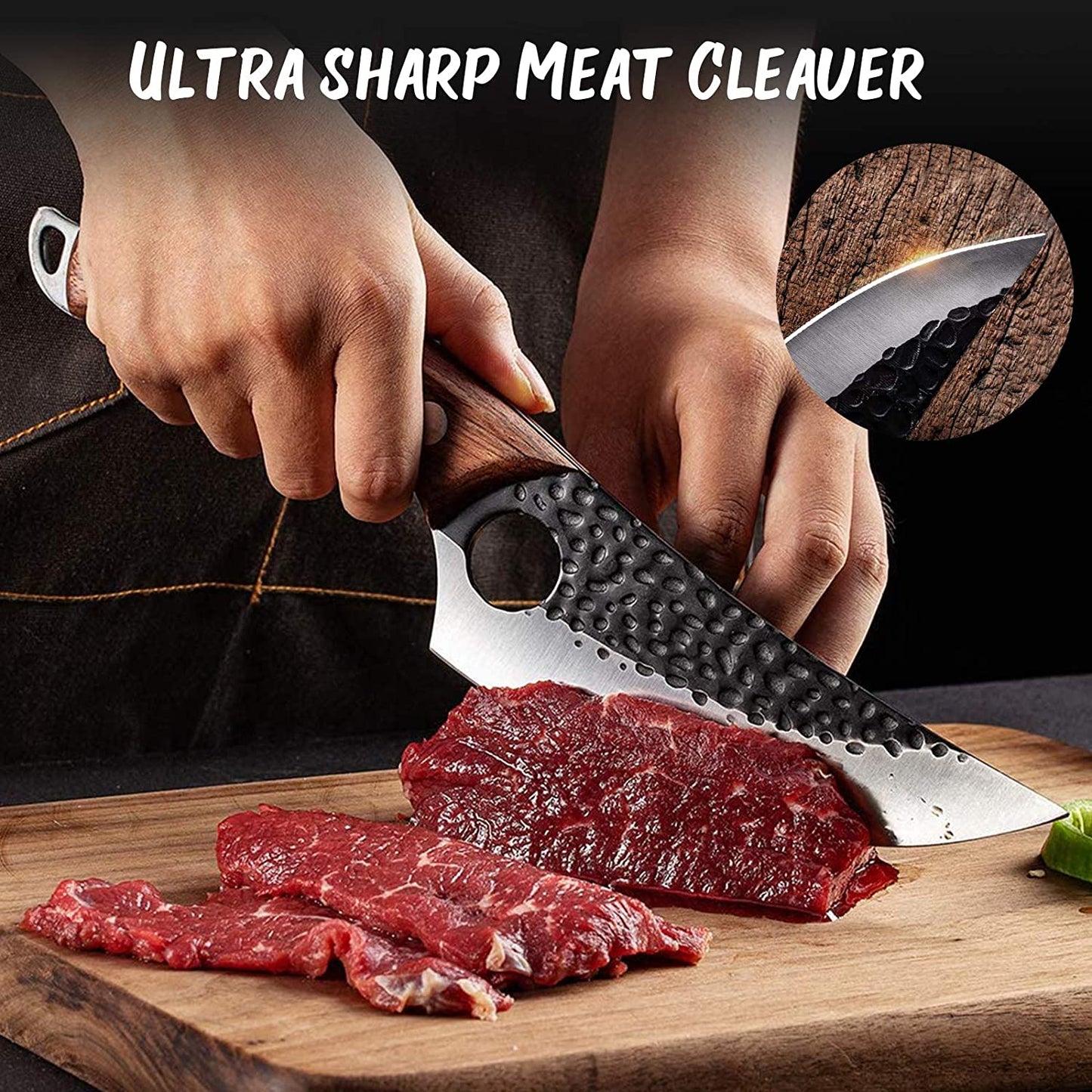 Huusk Viking Knives Hand Forged Boning Knife Full Tang Japanese Chef Knife with Sheath