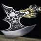 Heavy Duty Skeleton Axe with Carved Evil Dragon Handle